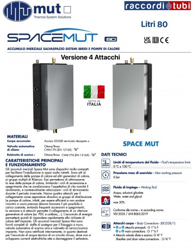 MUT ACCUMOLO INERZIALE LT.80 4 ANSCHLÜSSE STAHL...