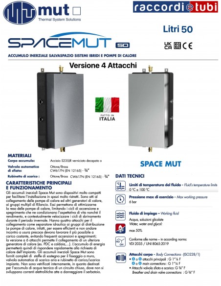 MUT ACCUMULO INERZIALE LT.50 4 ANSCHLÜSSE STAHL S235JR