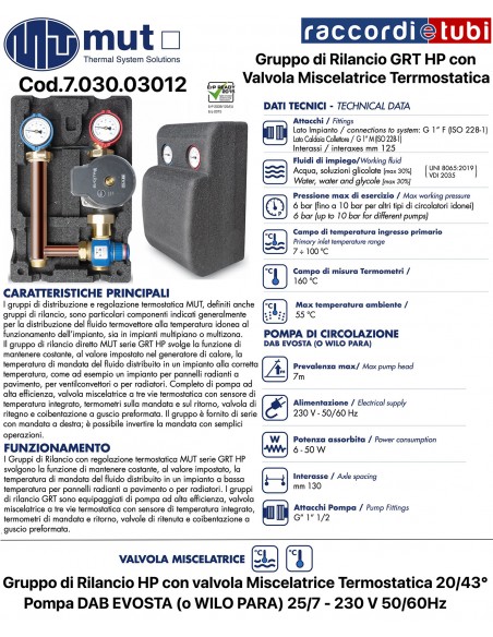 HP Nachspeisegruppe mit Thermostat-Mischventil 20/43° und Pumpe 703003012