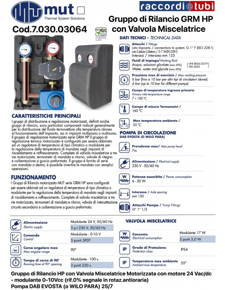 HP Nachspeisegruppe mit motorisiertem Mischventil und 24 Vac/dc Motor mit Pumpe 703003064