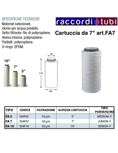 CARTUCCIA FILTRANTE IN FILO AVVOLTO DA 7" CON...