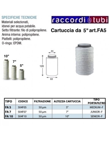 CARTUCCIA FILTRANTE IN FILO AVVOLTO DA 5" CON...