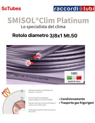TUBO RAME SMISOL CLIM PLATINUM 3/8X1 MT.50