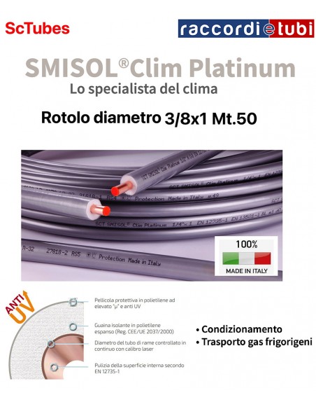 TUBO RAME SMISOL CLIM PLATINUM 3/8X1 MT.50