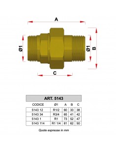 BOCCHETTONE OTTONE DIRITTO 1" MM FAR 2