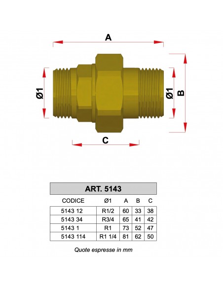 BOCCHETTONE OTTONE DIRITTO 1" MM FAR
