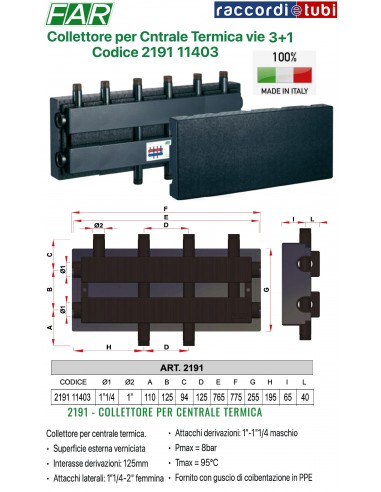 COLLETTORE FAR IN ACCIAIO 3 1 VIE 1.1/4X1" 2191...
