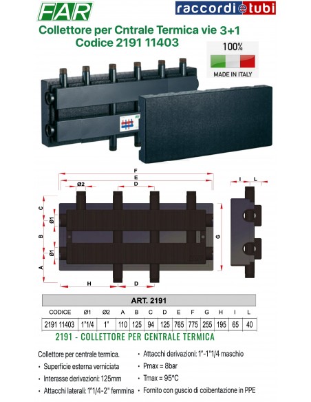 COLLETTORE FAR IN ACCIAIO 3 1 VIE 1.1/4X1" 2191 11403