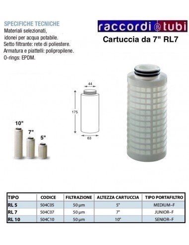 CARTUCCIA FILTRANTE IN RETE DI POLIPROPILENE DA...