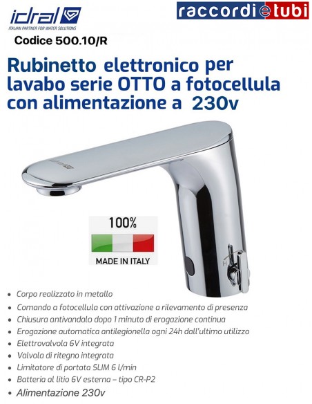 RUBINETTO ELETTRONICO IDRAL 500.10/R SERIE OTTO A 230V