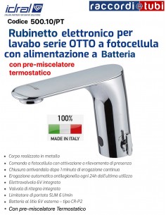 RUBINETTO ELETTRONICO IDRAL 500.10/PT SERIE OTTO A BATTERIA