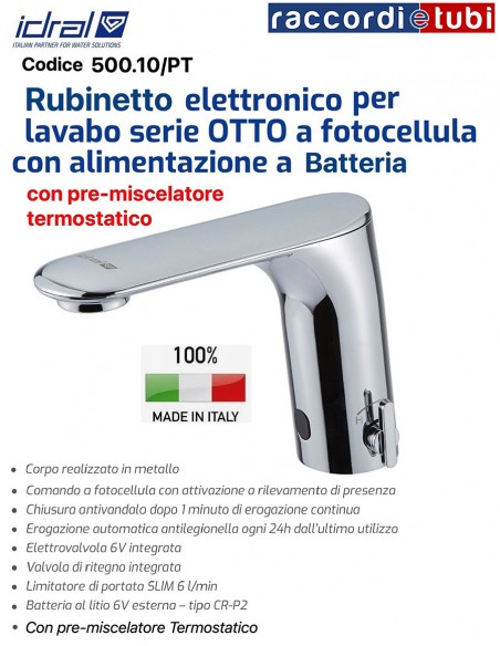 RUBINETTO ELETTRONICO IDRAL 500.10/PT SERIE OTTO A BATTERIA