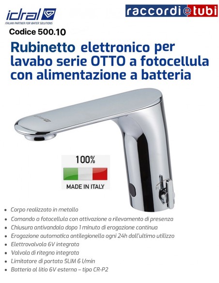 RUBINETTO ELETTRONICO IDRAL 500.10 SERIE OTTO A BATTERIA