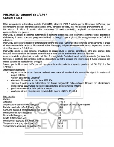 FILTRO AUTOPULENTE PULIMATIC 1.1/4 FT364