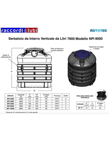 SERBATOIO DA INT.LT.7800 NPI8000 ROTOTEC