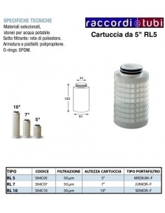 FILTERKARTUSCHE AUS 5" POLYPROPYLENNETZ MIT O-RING RL5...