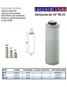 FILTERPATRONE AUS POLYPROPYLENNETZ 10" MIT ORING RL10 504C10