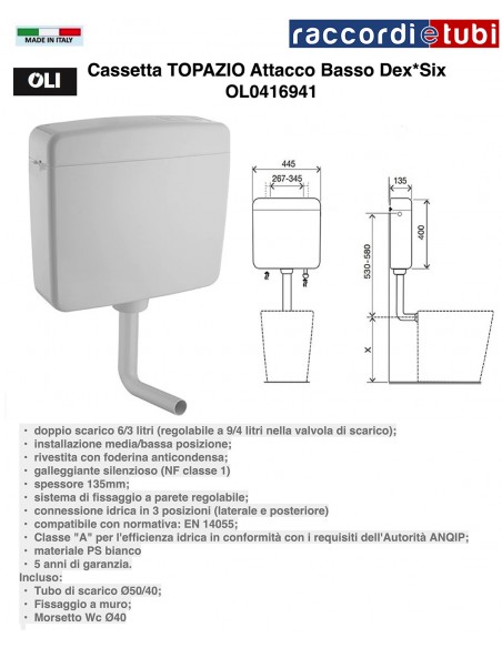 CASSETTA OLIVER TOPAZIO2 ATTACCO BASSO DX*SX