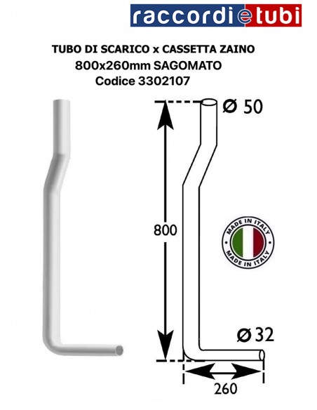 ABLASSROHR FÜR RÜCKENKASTEN 800X260mm