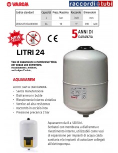 VASO DI ESPANSIONE VAREM CILINDRICO LT.24 MULTIFUNZIONE