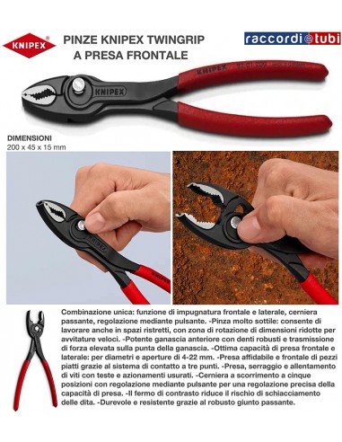 KNIPEX TWINGRIP ZANGEN MIT FRONTGRIFF 200X45X15mm