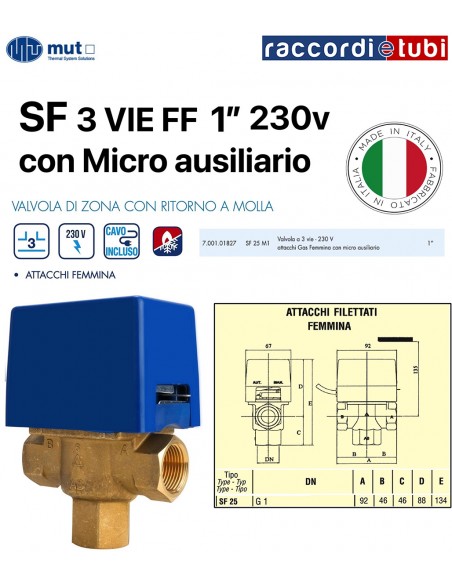 ELETTROVALVOLA MUT 3VIE 1" FF MICRO 230V