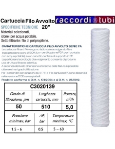 GEWICKELTE FILTERKARTUSCHE AUS 10" GEWICKELTEM FADEN