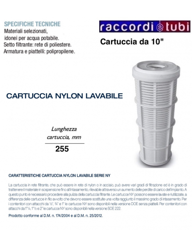 CARTUCCIA FILTRANTE IN RETE IN POLIPROPILENE DA...