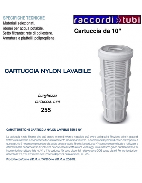 CARTUCCIA FILTRANTE IN RETE IN POLIPROPILENE DA 10"
