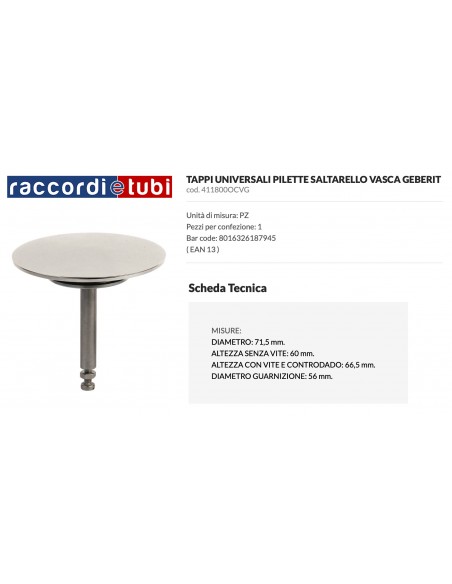 TAPPO PER COLONNA VASCA GEBERIT