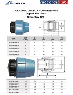 TAPPO A COMPRESSIONE 63 UNIDELTA PER TUBO PE
