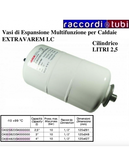 VASO DI ESPANSIONE VAREM CILINDRICO LT.2,5 MUTIFUNZIONE C4025823S4000000