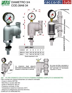 FILTRO FAR ORIENTABILE IN OTTONE CROMATO DIAMETRO 3/4...