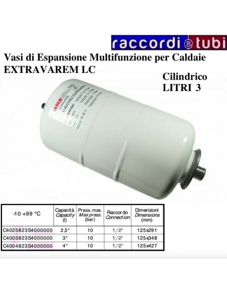 VASO DI ESPANSIONE VAREM CILINDRICO LT.3 MUTIFUNZIONE C4003823S4000000