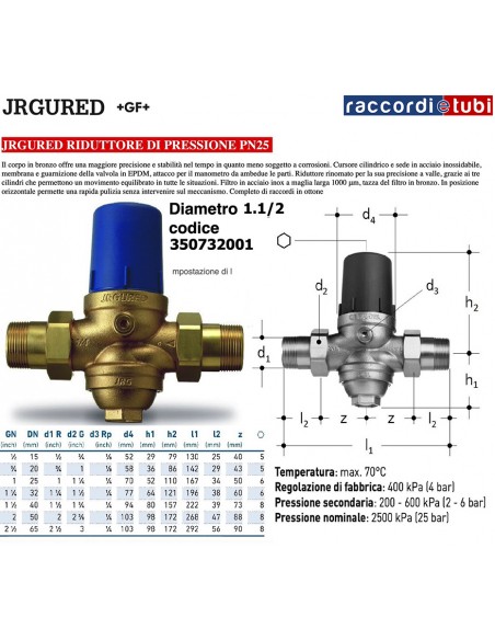 RIDUTTORE DI PRESSIONE JRGURED 11/2'' 4b