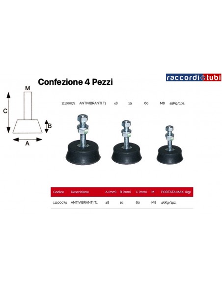 ANTIVIBRANTE CONFEZIONE 4 P/Z COD.11100074 49-19-70