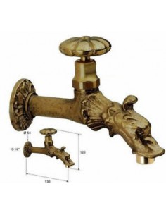 MESSINGHÄHNER MIT VERGOLDETEM SCHWENKRAD 1/2'' 2
