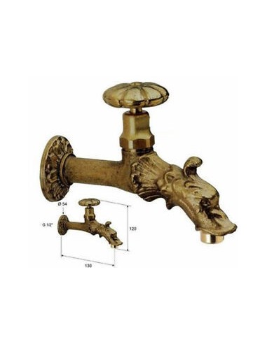 RUBINETTO IN OTTONE BRONZATO CON VOLANTINO 1/2''