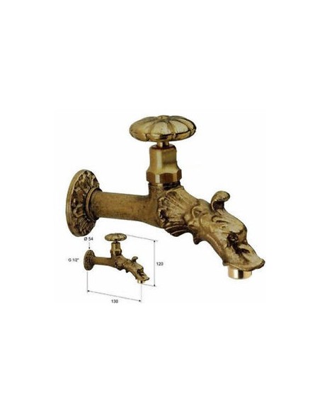 RUBINETTO IN OTTONE BRONZATO CON VOLANTINO 1/2''