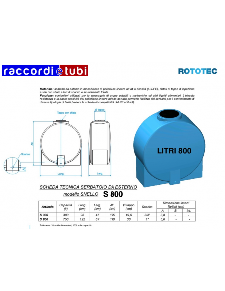 SCHMALER TANK LT.800 S800 ROTOTEC