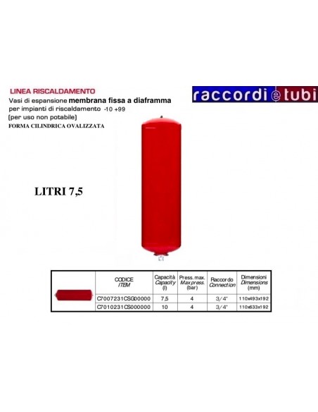 VASO DI ESPANSIONE VAREM OVALE LT.7,5 DA RISCALDAMENTO C7007231CSG00000