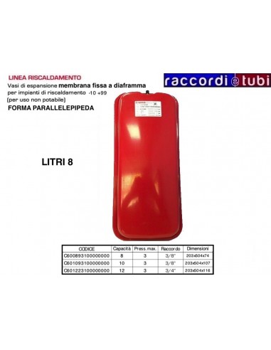 VASO DI ESPANSIONE VAREM PARALLELEPIPEDO LT.8...