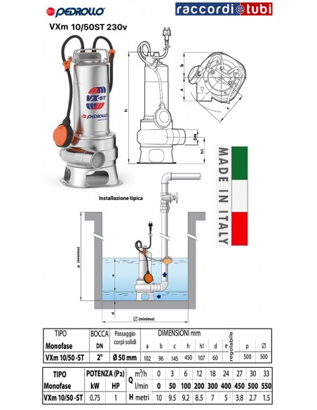 ELETTROPOMPA PEDROLLO AD IMMERSIONE VXm10/50-ST  2"