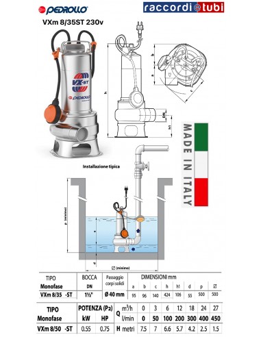 ELETTROPOMPA PEDROLLO AD IMMERSIONE  VXm8/35-ST...