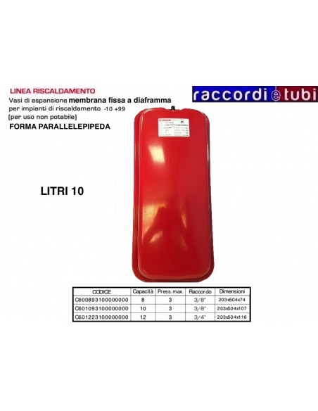 VASO DI ESPANSIONE VAREM PARALLELEPIPEDO LT.10 C601093100000000