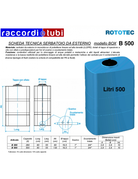 SERBATOIO BOX LT.500 B-500 ROTOTEC