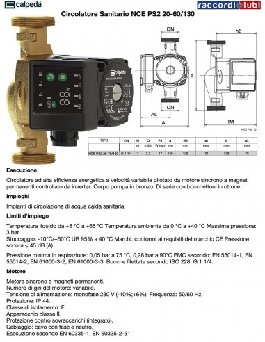 CALPEDA ZIRKULATOR SANITÄR NCE PS2 20-70/130 230V