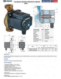 CIRCOLATORE CALPEDA SANITARIO NCE ES 15-40/130 230V
