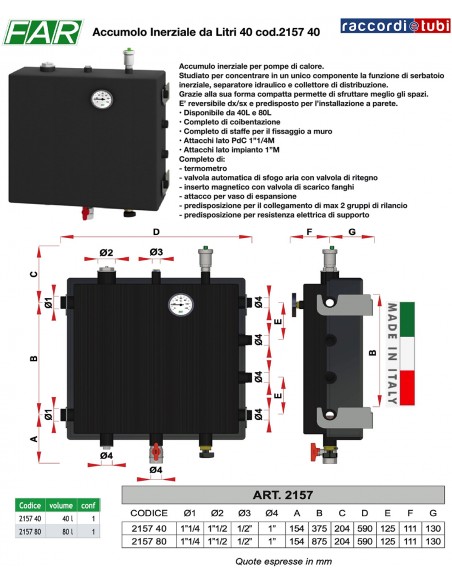 40 L MASSENSPEICHER FÜR WÄRMEPUMPEN 2157 40