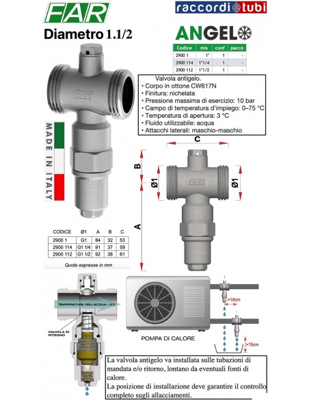 VALVOLA ANTIGELO FAR DIAMETRO 1.1/2 2900 112